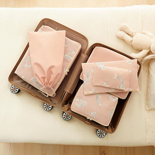 Ocean Home Textile 6'lı Çocuk Odası Deniz Kızı Bavul İçi Düzenleyici Set