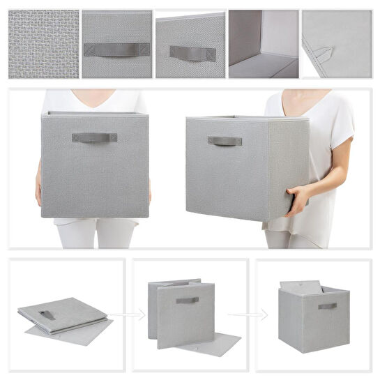 Ocean Home Textile 2'li Gri Renk Jüt Kutu Set 33x30x33 Cm