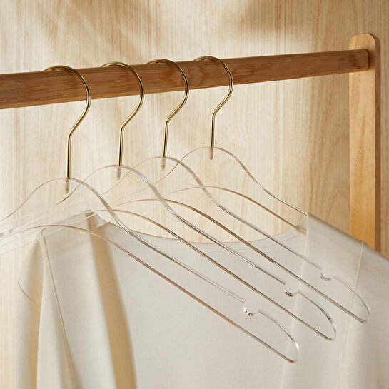 Ocean Home Textile 4'lü Şeffaf Akrilik Giysi Askısı 21.5 X 38.5 X 1 Cm