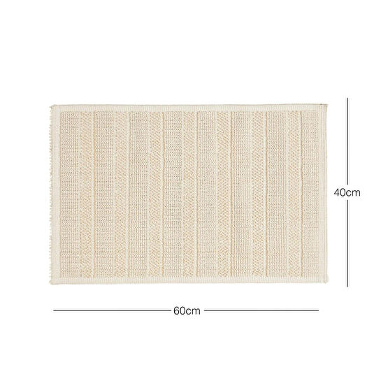 Ocean Home Textile Yıkanabilir Pamuklu Ekru Renk Çizgi Desen Banyo Paspası 40 X 60 Cm