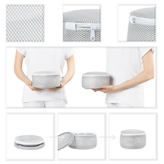 Ocean Home Textile 3'lü Gri Renk İç Çamaşırı Yıkama Filesi Set