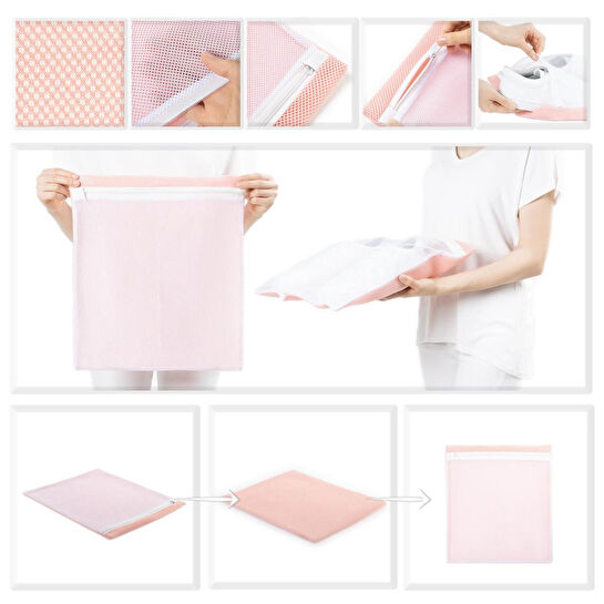 Ocean Home Textile 3'lü Pembe Renk Ayakkabı Yıkama Filesi Set