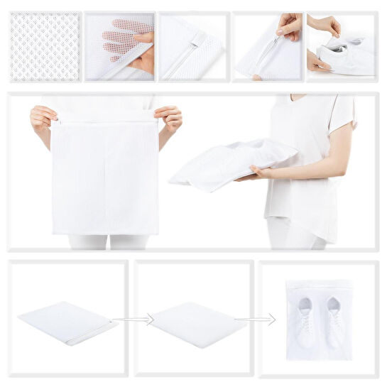 Ocean Home Textile 3'lü Beyaz Renk Ayakkabı Yıkama Filesi Set