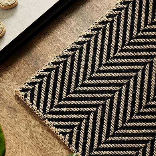 Ocean Home Textile Siyah Renk Balıksırtı Jüt Paspas 50 X 70 Cm