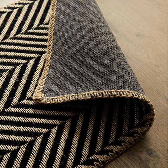 Ocean Home Textile Siyah Renk Balıksırtı Jüt Paspas 50 X 70 Cm