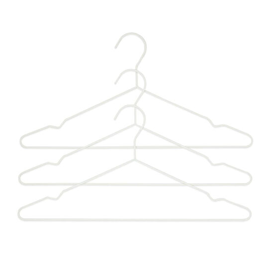 Ocean Home Textile 3'lü Mat Beyaz Renk Kauçuk Kaplamalı Metal Giysi Askısı 20.50 X 42 X 0.3 Cm