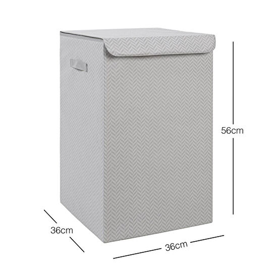 Ocean Home Textile Gri Balıksırtı Çamaşır Kutusu 36 X 36 X 56 Cm