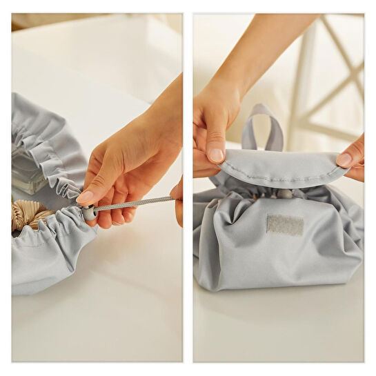 Ocean Home Textile Fonksiyonel Su İtici Leke Tutmaz Kumaş Düzenleyici Seyahat Tipi Makyaj Çantası Ø 50 Cm