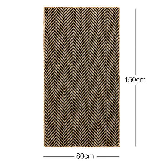 Ocean Home Textile Siyah Renk Balıksırtı Jüt Halı Kilim 80 X 150 Cm