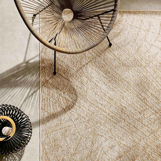 Ocean Home Textile Leke Tutmaz İç Dış Mekan Bej Renk Desenli Halı Kilim 120 X 180 Cm