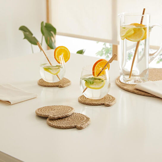 Ocean Home Textile 4'lü Jüt Halat Bardak Altlığı Ø 10 Cm