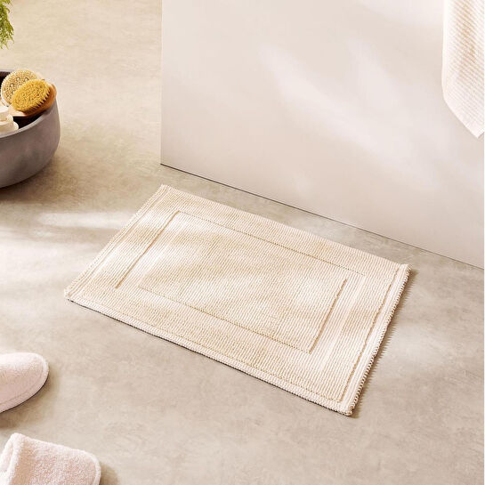 Ocean Home Textile Yıkanabilir Pamuklu Ekru Renk Banyo Paspası 40 X 60 Cm