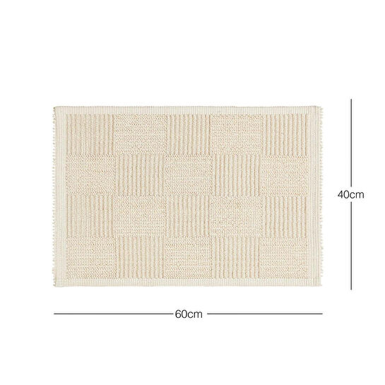 Ocean Home Textile Yıkanabilir Pamuklu Ekru Renk Dama Desen Banyo Paspası 40 X 60 Cm