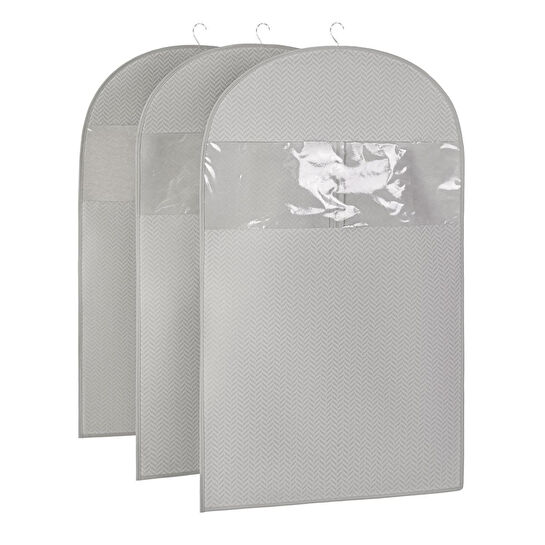 Ocean Home Textile 3'lü Gri Balıksırtı Elbise Kılıfı Set