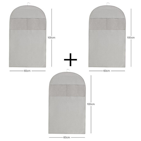 Ocean Home Textile 3'lü Gri Balıksırtı Elbise Kılıfı Set