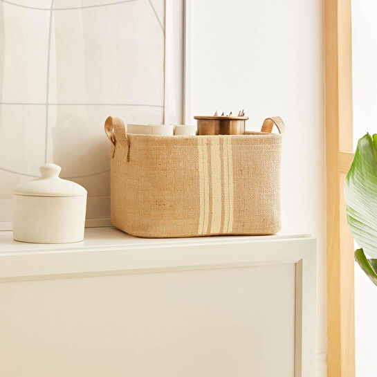 Ocean Home Textile 3'lü Çizgili Jüt Sepet Set
