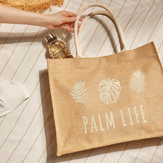 Ocean Home Textile Palm Life Jüt Çanta 42 X 35 X 12 Cm