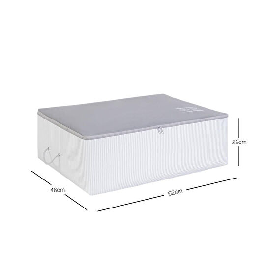 Ocean Home Textile Büyük Boy Gri Çizgili Stuff & Things Baza Altı Hurç 62 X 46 X 22 Cm