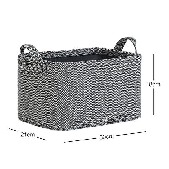 Ocean Home Textile Antrasit Renk Dokulu Kumaş Sepet 30 X 21 X 18 Cm