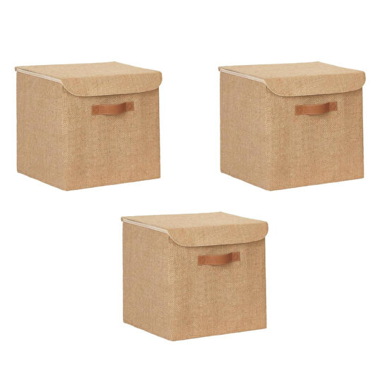 Ocean Home Textile 3'lü Jüt Kapaklı Kutu Set