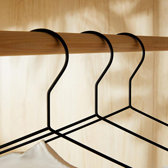 Ocean Home Textile 3'lü Mat Siyah Renk Kauçuk Kaplamalı Metal Giysi Askısı 20.50 X 42 X 0.3 Cm