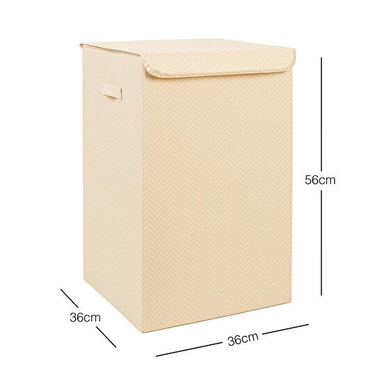 Ocean Home Textile Bej Balıksırtı Çamaşır Kutusu 36 X 36 X 56 Cm