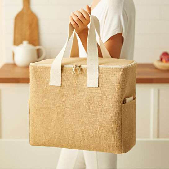 Ocean Home Textile Büyük Boy Jüt Soğuk Tutan Çanta 35 X 20 X 33 Cm