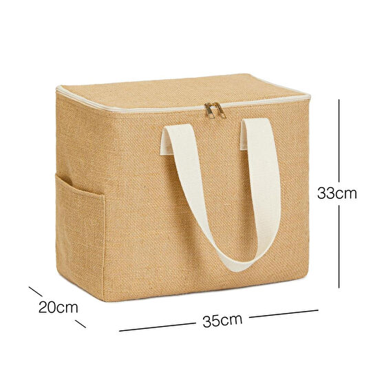 Ocean Home Textile Büyük Boy Jüt Soğuk Tutan Çanta 35 X 20 X 33 Cm