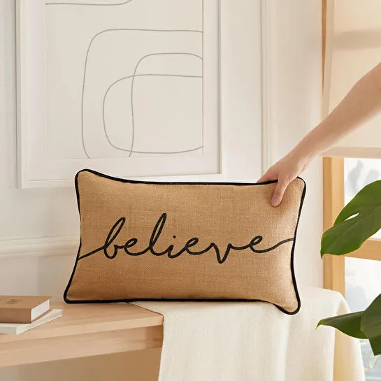 Ocean Home Textile Believe Jüt Kırlent Kılıfı 50 X 30 Cm