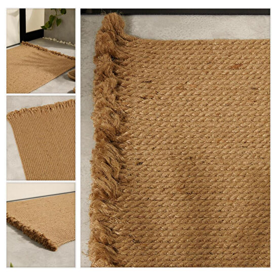 Ocean Home Textile Saçaklı Jüt Halat Kapı Önü Paspası 74 X 50 Cm