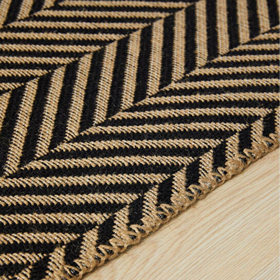 Ocean Home Textile Siyah Renk Balıksırtı Jüt Halı Kilim 120 X 180 Cm