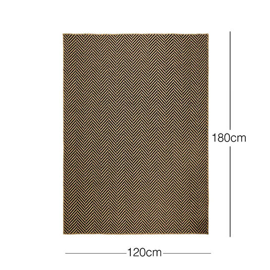 Ocean Home Textile Siyah Renk Balıksırtı Jüt Halı Kilim 120 X 180 Cm