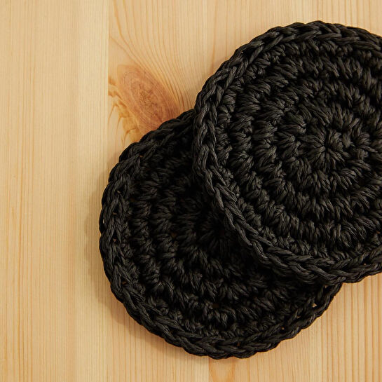 Ocean Home Textile 4'lü Siyah Renk Rafya Bardak Altlığı Ø 11 Cm