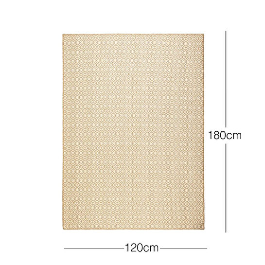 Ocean Home Textile Ekru Renk Karo Desenli Jüt Halı Kilim 120 X 180 Cm