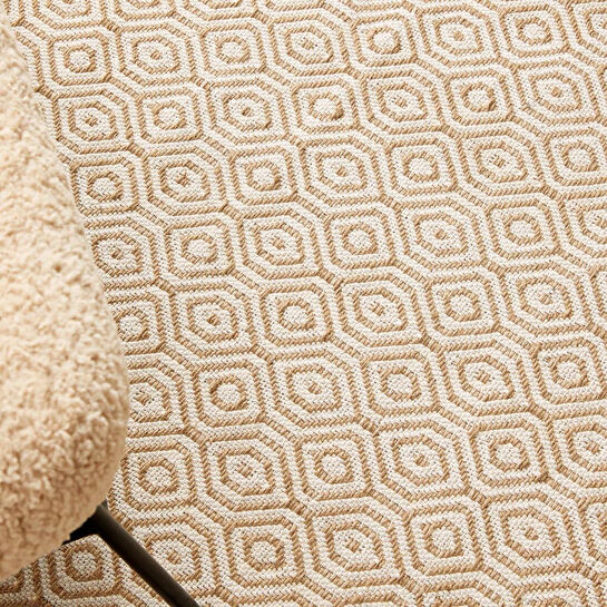 Ocean Home Textile Ekru Renk Karo Desenli Jüt Halı Kilim 120 X 180 Cm