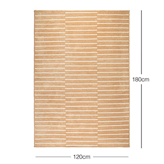 Ocean Home Textile Bej Renk Çizgi Desenli Şönil Halı Kilim 120 X 180 Cm