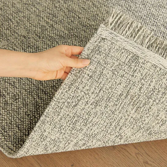 Ocean Home Textile Yıkanabilir Saçaklı Buklet Gri Renk Halı Kilim160 X 230 Cm