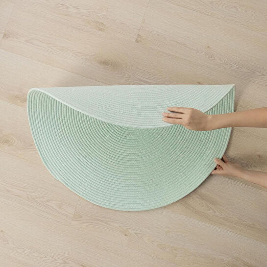 Ocean Home Textile Yıkanabilir Mint Kırçıllı Pamuklu Halı Kilim Ø 80 Cm