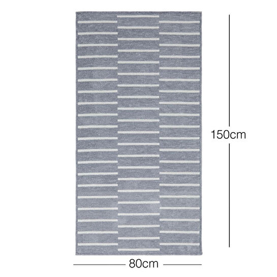 Ocean Home Textile Gri Renk Çizgi Desenli Şönil Halı Kilim 80 X 150 Cm