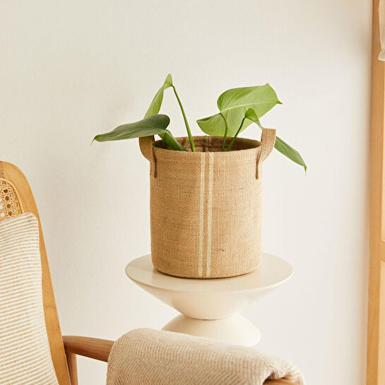 Ocean Home Textile Çizgili Jüt Sepet 20 X 20 Cm