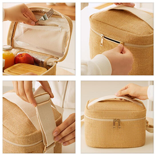 Ocean Home Textile Küçük Boy Jüt Soğuk Tutan Çanta 23 X 16 X 15 Cm