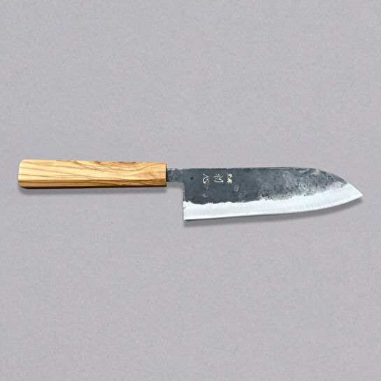 Hatsukokoro Santoku Şef Bıçağı - Aogami #2 - Kurouchi 165mm - Zeytin Ağacı Sap