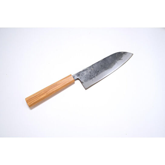 Hatsukokoro Santoku Şef Bıçağı - Aogami #2 - Kurouchi 165mm - Zeytin Ağacı Sap