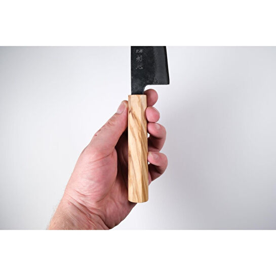 Hatsukokoro Ko Bunka Şef Bıçağı - Aogami #2 - Kurouchi 120mm - Zeytin Ağacı Sap