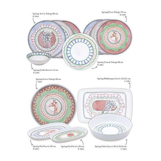 The Mia Spring 6 Kişilik Yemek Takımı 31 Parça Set 1