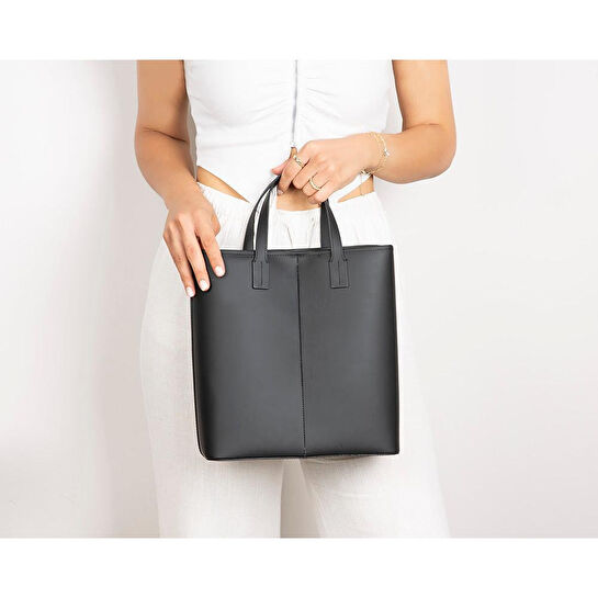 Bloominbag Bloomtote Valetto Noir Hakiki Deri Omuz Çantası / Tote Bag