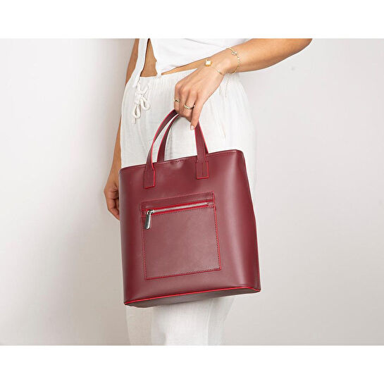 Bloominbag Bloomtote Valetto Burgundy Hakiki Deri Omuz Çantası / Tote Bag