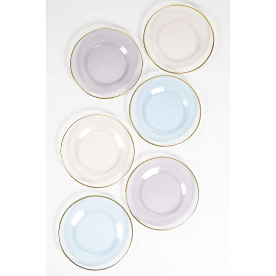 Rakle Five O Clock 6'lı Cam Pasta Tabağı Seti 19 Cm