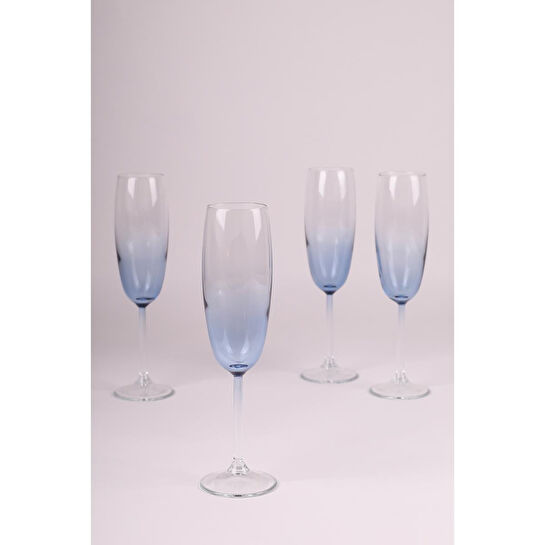 Rakle Larc 4'lü Şampanya Kadehi Seti Mavi 220 Cc