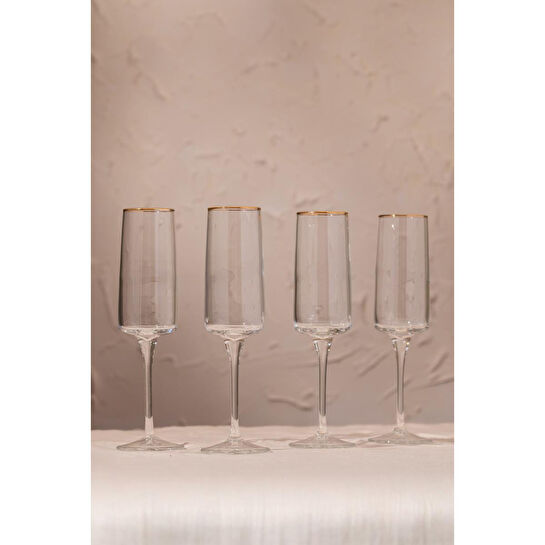 Rakle Bliss Gold 4'lü Şampanya Kadehi Seti 190 Cc